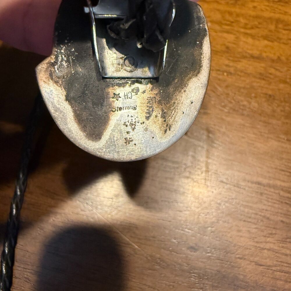 Vintage Sterling Silver Black Stone Bolo Tie - Picture 9 of 9